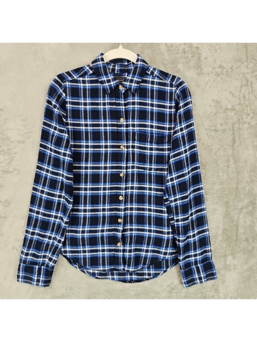 Abercrombie & Fitch Shirt Womens XS Blue Plaid Flannel Long Sleeve Button Front